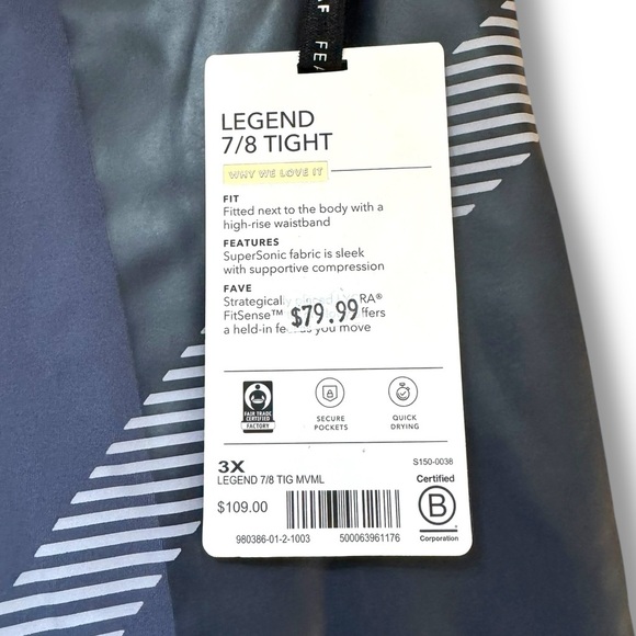 NWT Athleta x Felix Allyson Size 3X Legend Striped 7/8 Legging Violet & Grey - Picture 6 of 11
